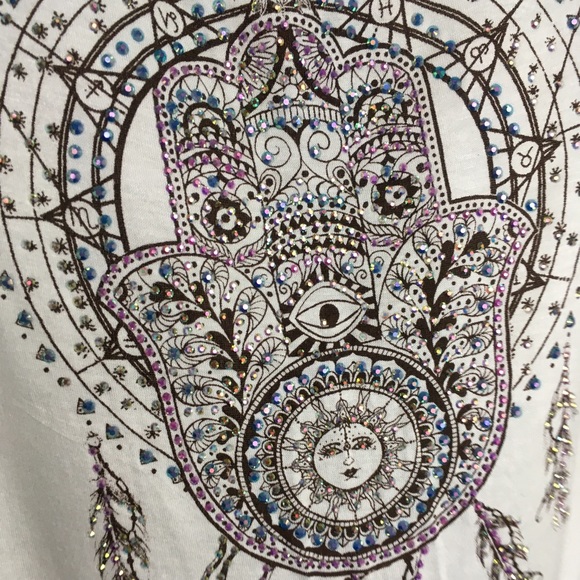 Charlotte Russe Cream Sheer Hamsa Tank Top Size S - Picture 4 of 7